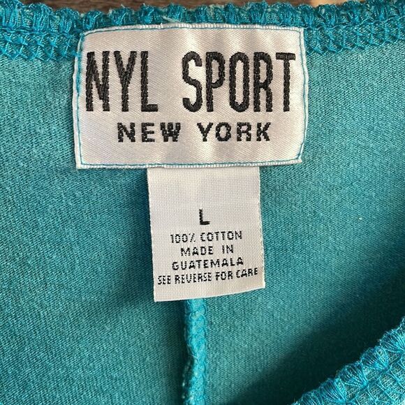 NYL SPORT New York Ladies Cotton Romper One Piece Shorts Button Front Large Teal - Picture 4 of 5
